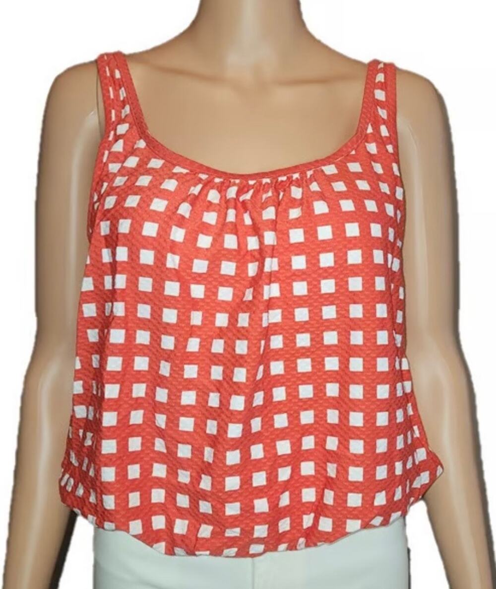 Sea Level Orange Red Cross Front Singlet Tankini Top US 8 NWT